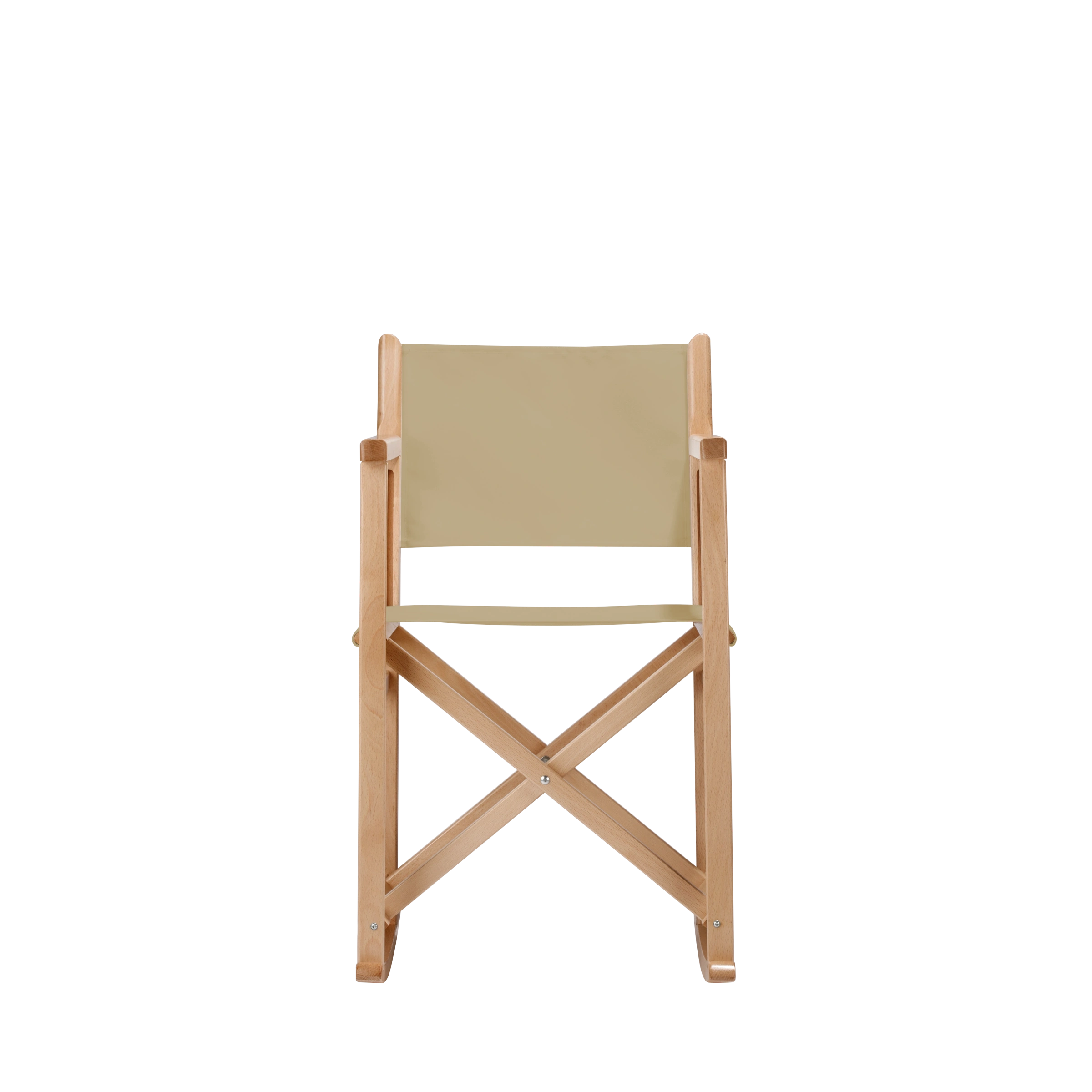 Schaukelstuhl Helmut aus naturfarbenem Buchenholz mit Bezug in beige, Frontalansicht
#Swing | Set (Farbe)_beige