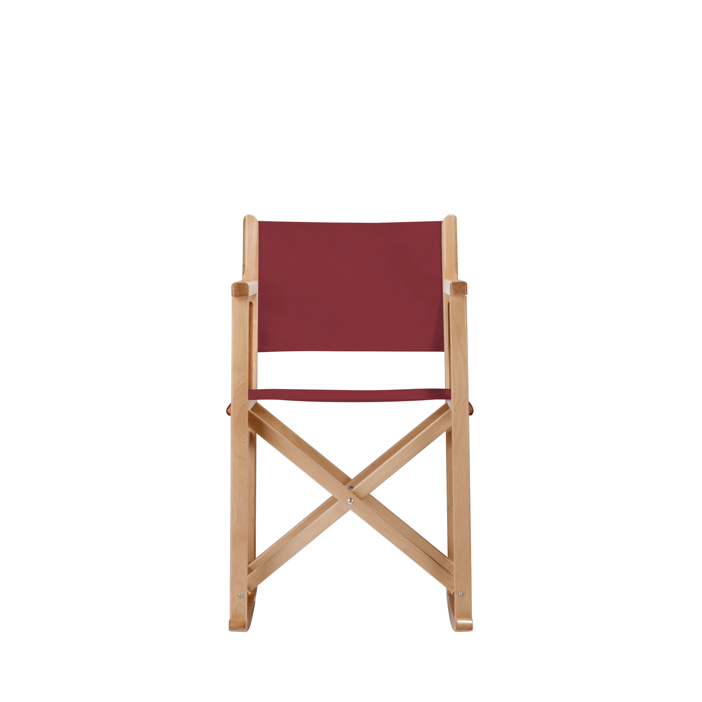 Schaukelstuhl Helmut aus naturfarbenem Buchenholz mit Bezug in bordeaux, Frontalansicht
#Swing | Set (Farbe)_bordeaux