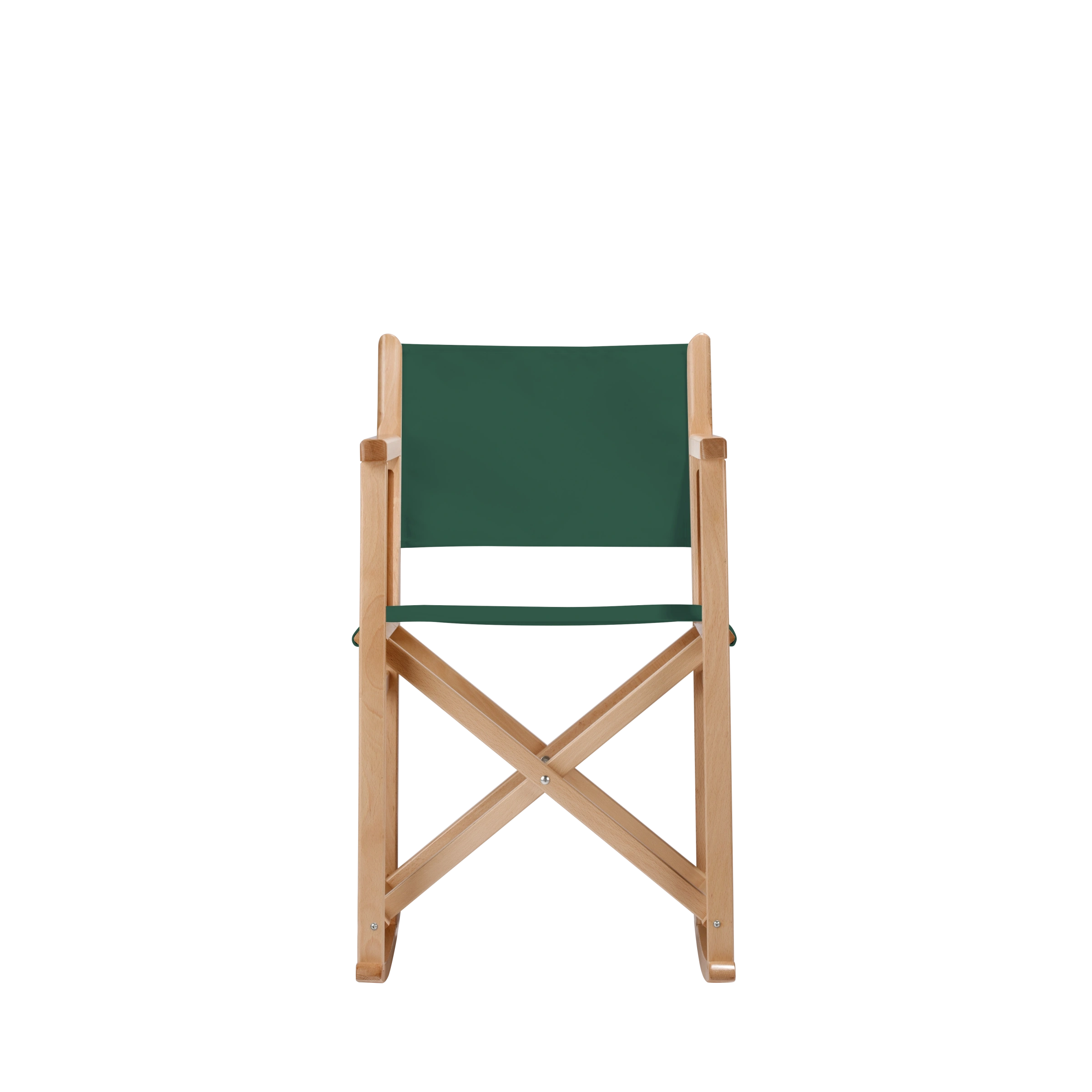 Schaukelstuhl Helmut aus naturfarbenem Buchenholz mit dunkelgrünem Bezug, Frontalansicht
#Swing | Set (Farbe)_dunkelgrün