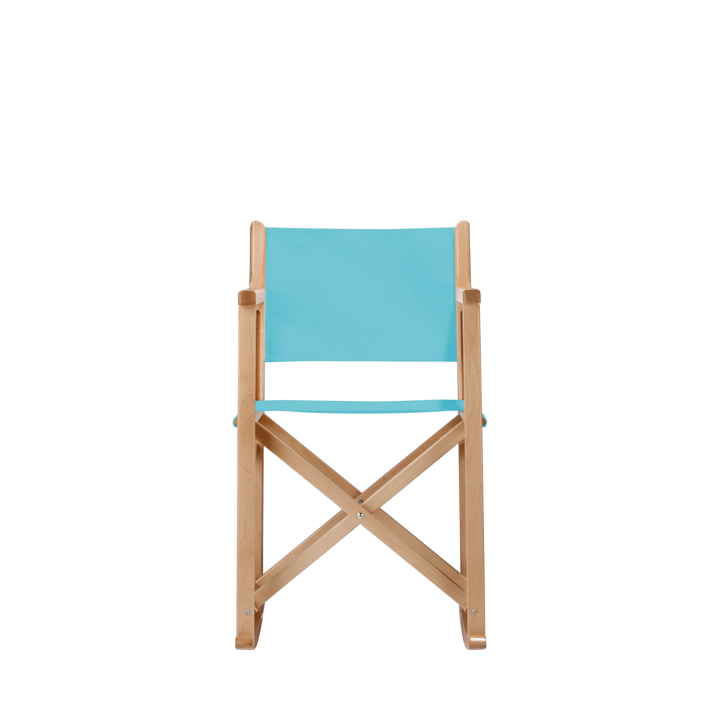 Schaukelstuhl Helmut aus naturfarbenem Buchenholz mit hellblauem Bezug, Frontalansicht
#Swing | Set (Farbe)_hellblau