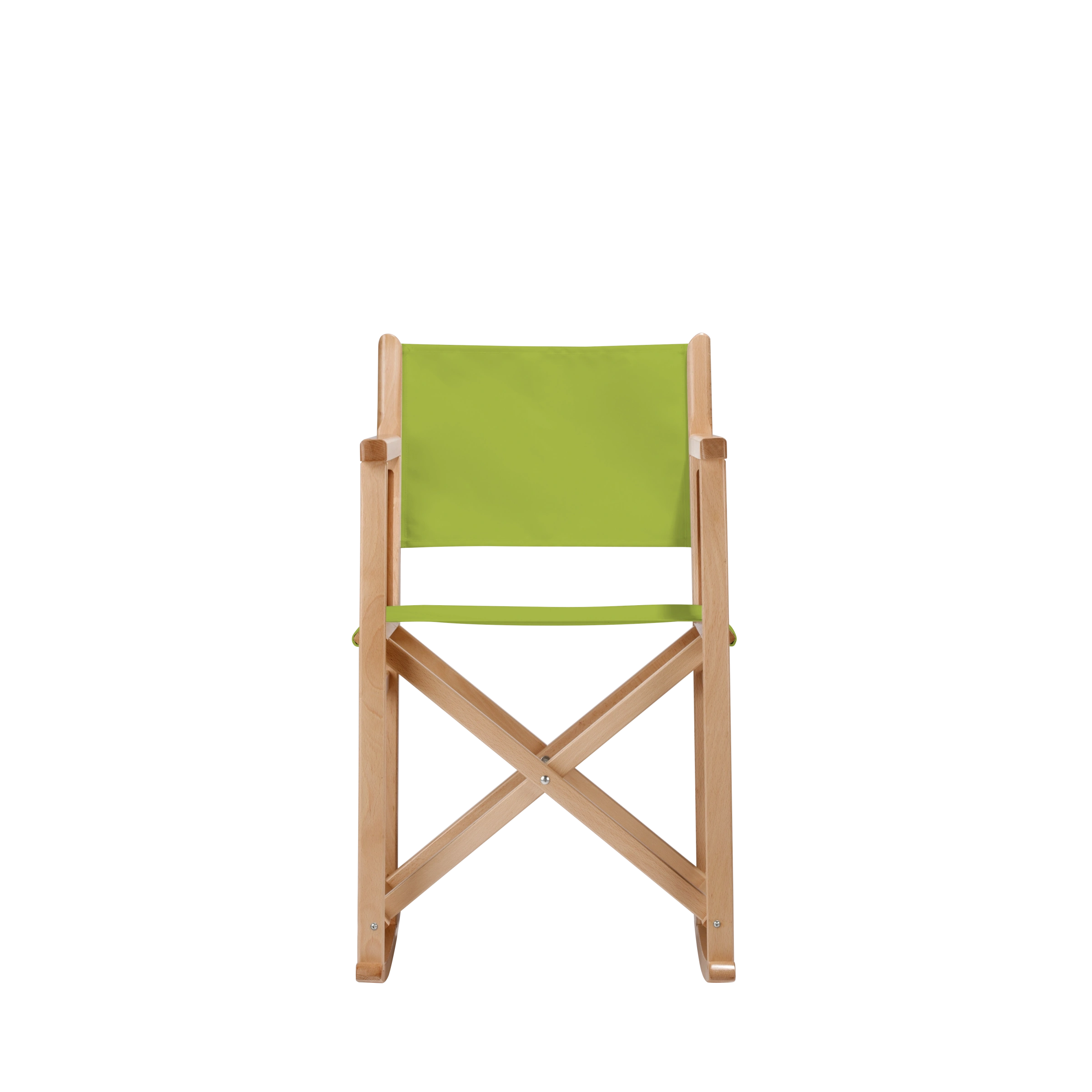 Schaukelstuhl Helmut aus naturfarbenem Buchenholz mit hellgrünem Bezug, Frontalansicht
#Swing | Set (Farbe)_hellgrün