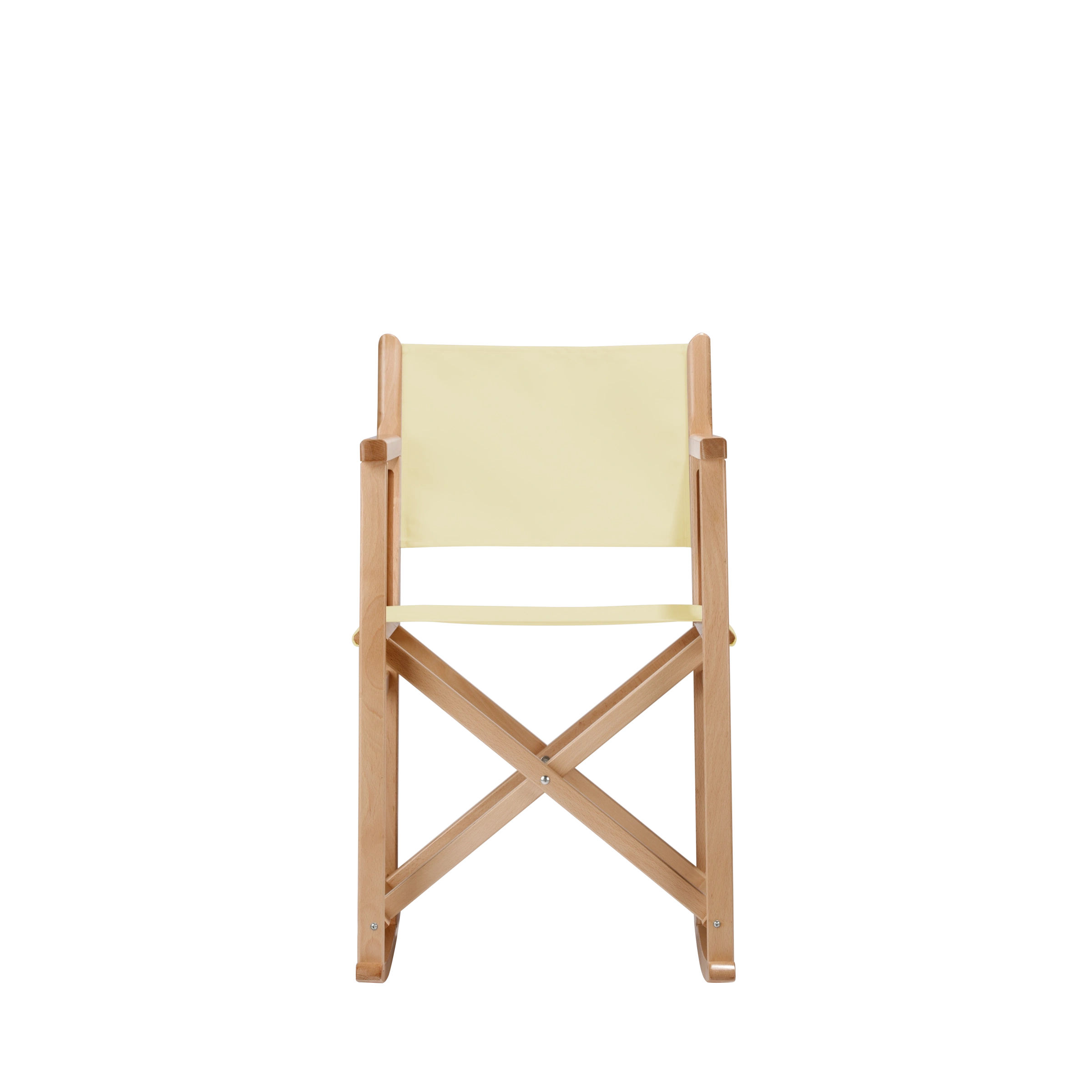 Schaukelstuhl Helmut aus naturfarbenem Buchenholz mit Bezug in vanille, Frontalansicht
#Swing | Set (Farbe)_vanille