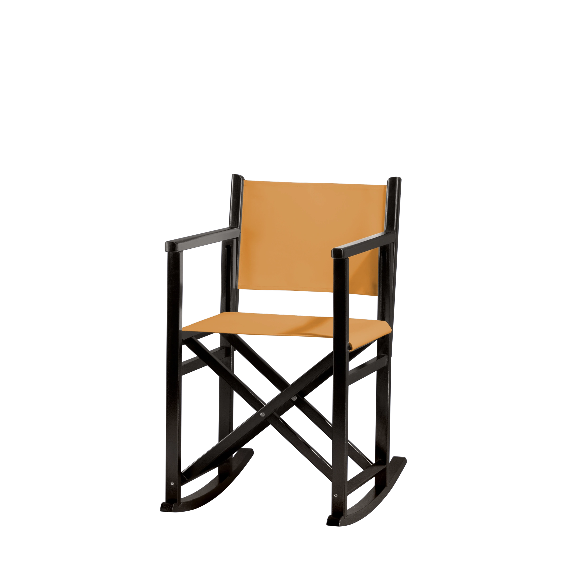 Schaukelstuhl Helmut aus schwarzem Buchenholz mit Bezug in ocker, Seitenansicht
#Swing | Set (Farbe)_ocker