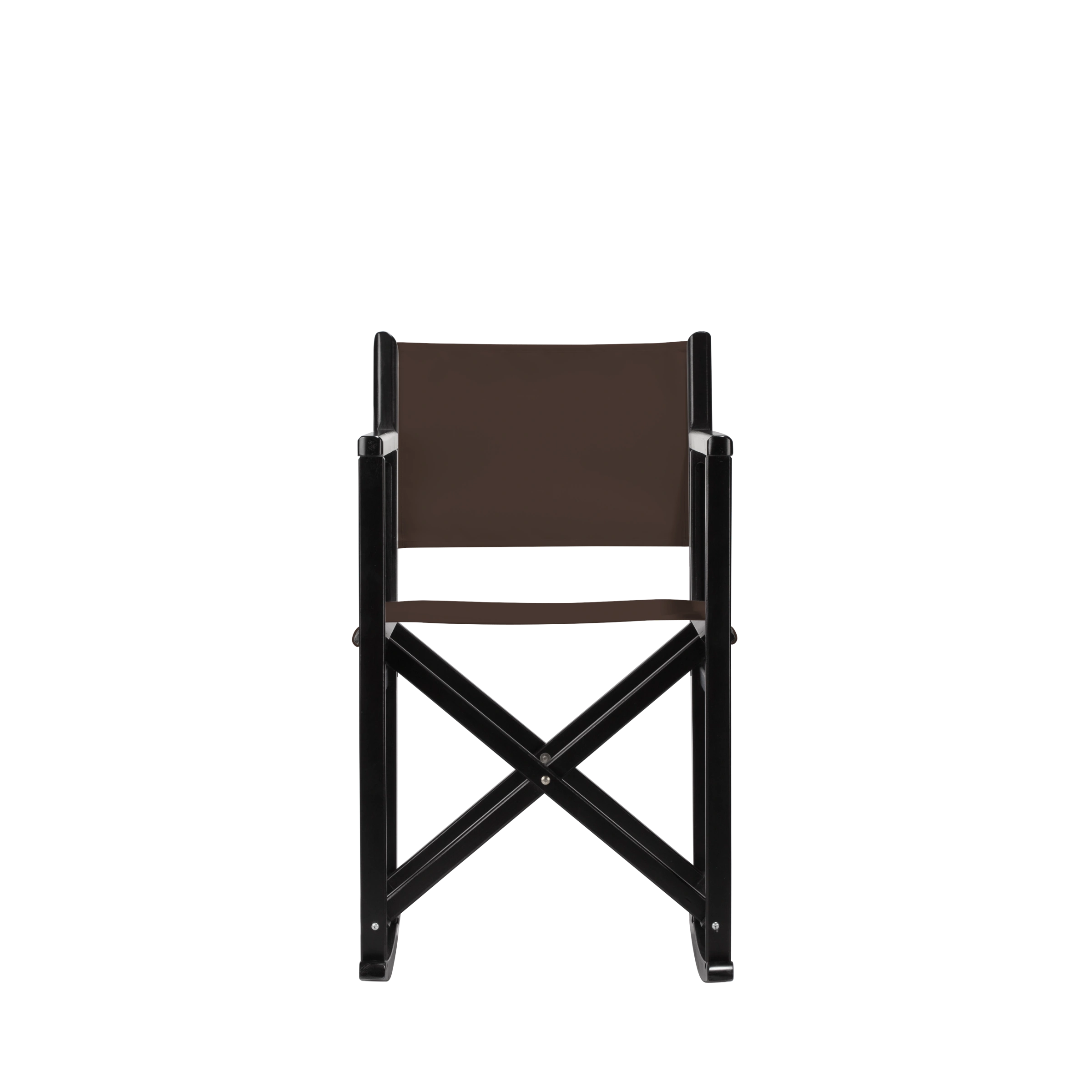 Schaukelstuhl Helmut aus schwarzem Buchenholz mit Bezug in caffé, Frontalansicht
#Swing | Set (Farbe)_caffé