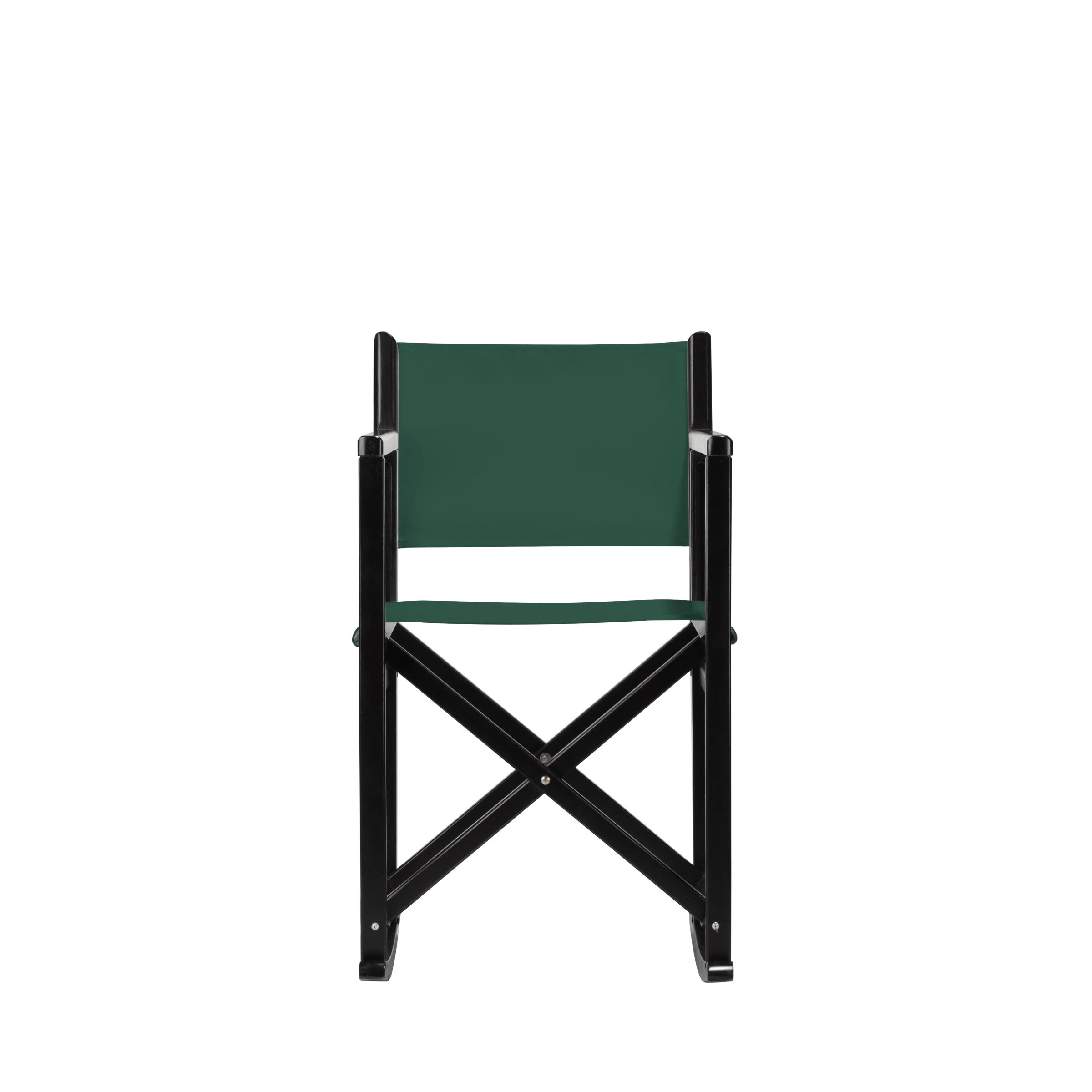 Schaukelstuhl Helmut aus schwarzem Buchenholz mit dunkelgrünem Bezug, Frontalansicht
#Swing | Set (Farbe)_dunkelgrün