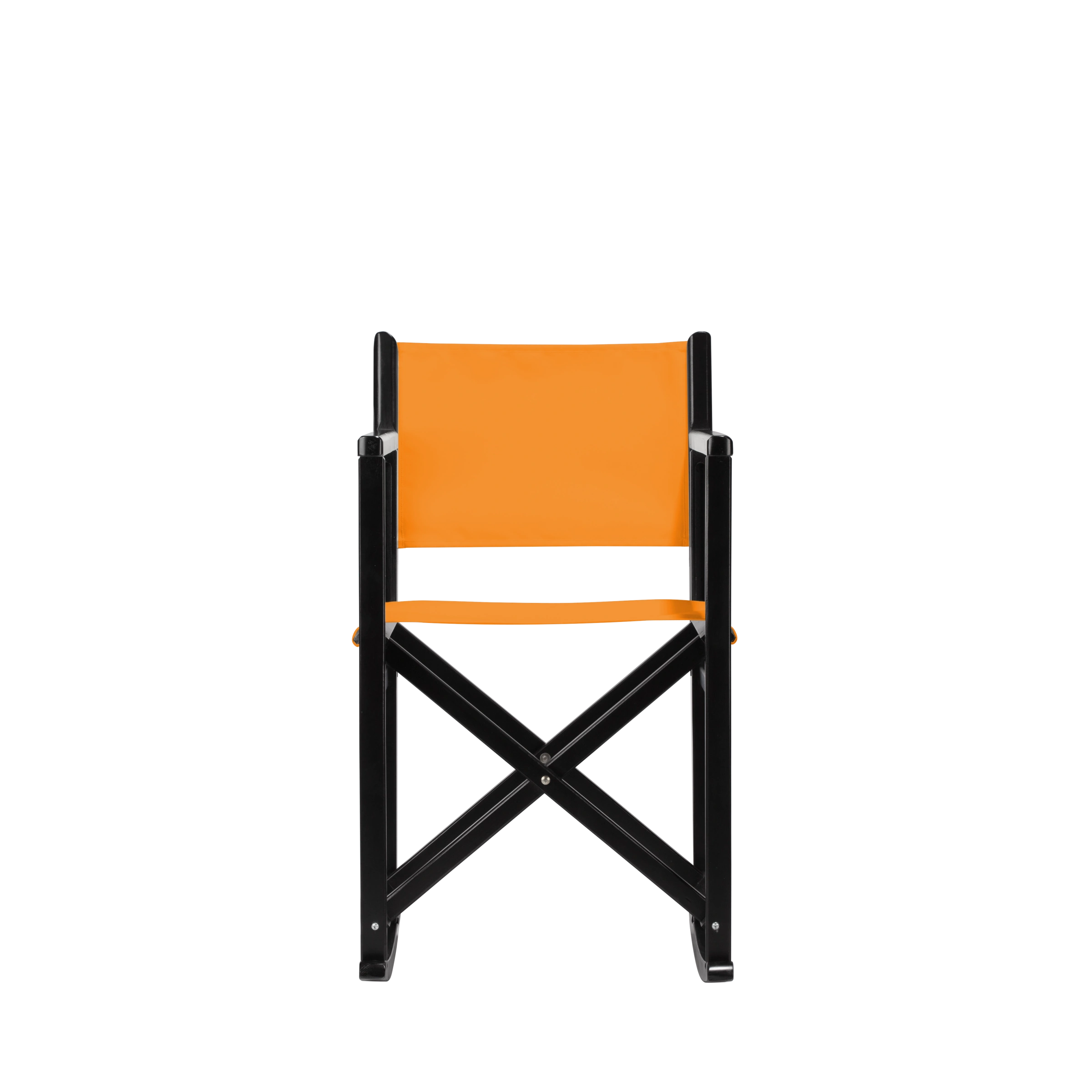 Schaukelstuhl Helmut aus schwarzem Buchenholz mit Bezug in mandarine, Frontalansicht#Swing | Set (Farbe)_mandarine