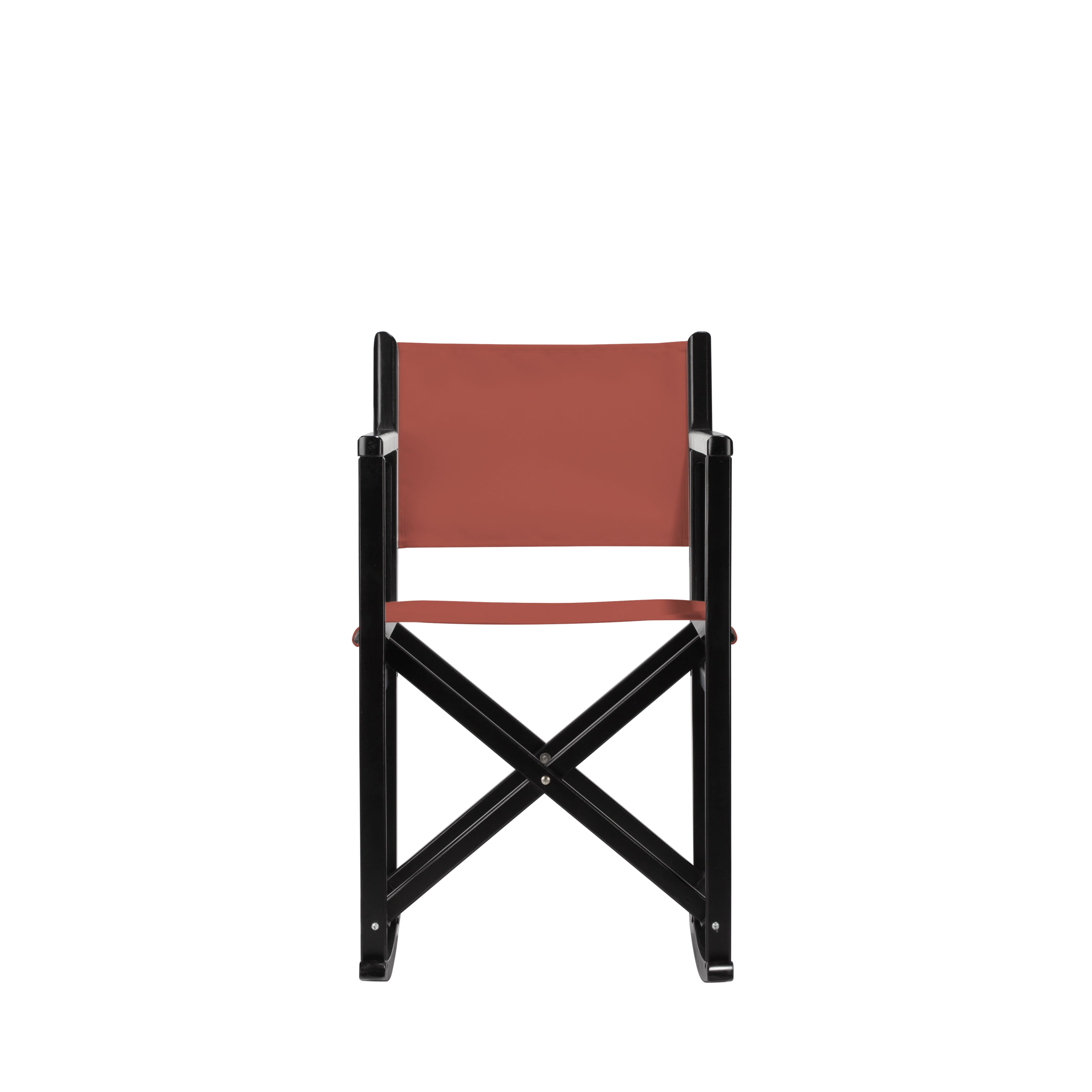 Schaukelstuhl Helmut aus schwarzem Buchenholz mit Bezug in terracotta, Frontalansicht
#Swing | Set (Farbe)_terracotta