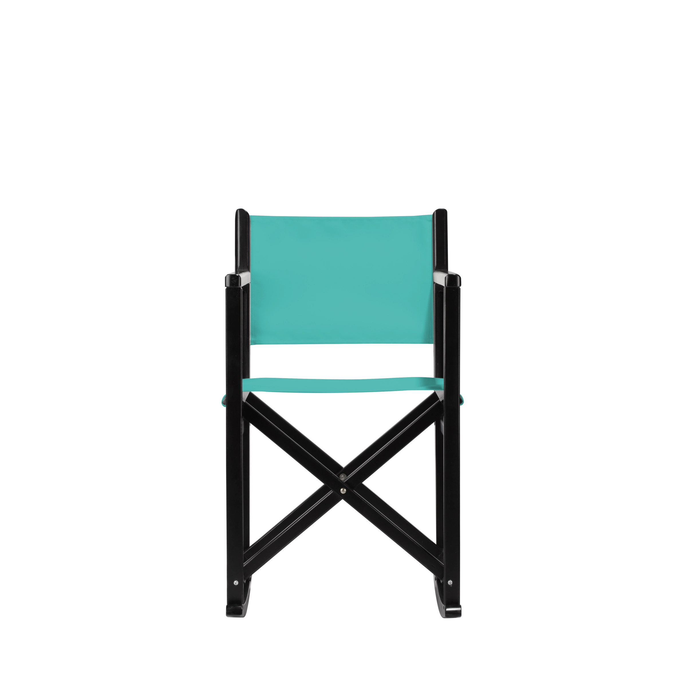 Schaukelstuhl Helmut aus schwarzem Buchenholz mit türkisem Bezug, Frontalansicht
#Swing | Set (Farbe)_türkis