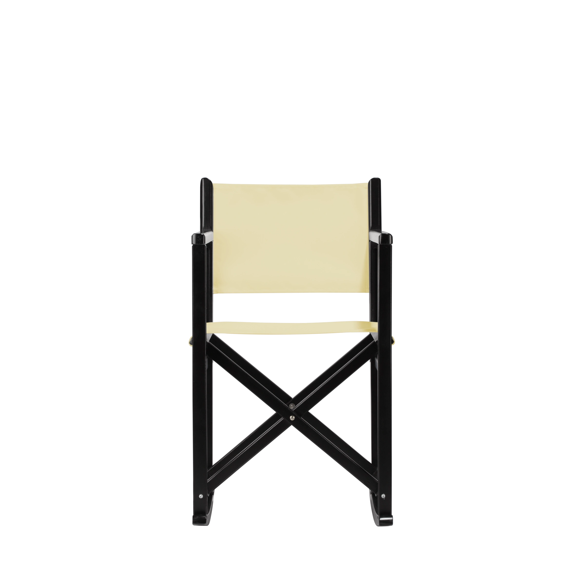 Schaukelstuhl Helmut aus schwarzem Buchenholz mit Bezug in vanille, Frontalansicht
#Swing | Set (Farbe)_vanille