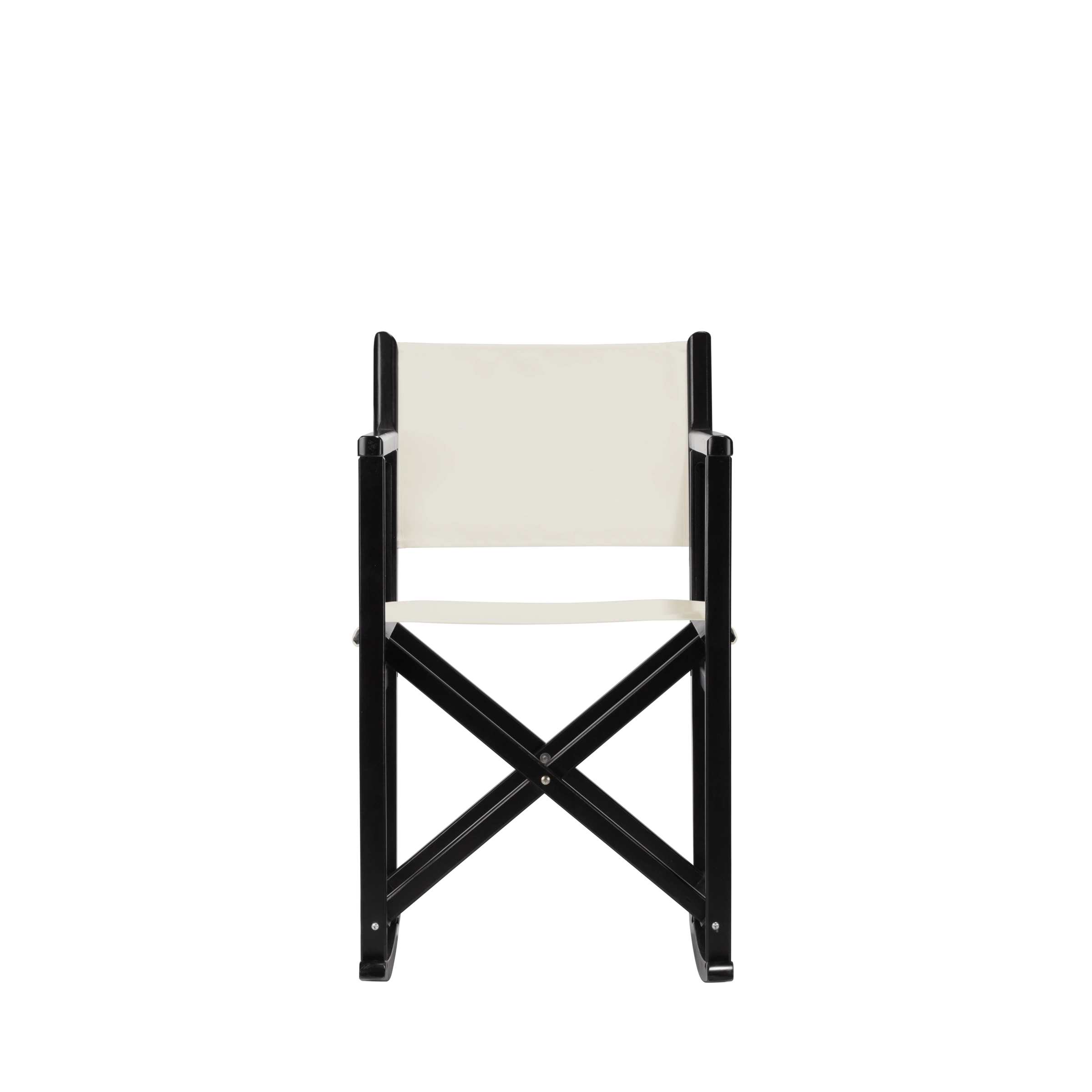 Schaukelstuhl Helmut aus schwarzem Buchenholz mit weißem Bezug, Frontalansicht
#Swing | Set (Farbe)_weiß